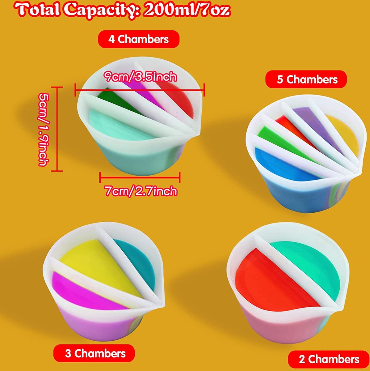 Compartiment mal voor DIY hars/acryl verf-gekleurde pigmenten Diverter Cup-vloeistof kunst Divider Cup-sieraden kunst maken tool-herbruikbare siliconen|| 3 holes